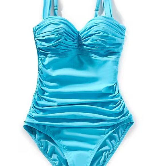 Bleu Rod Beattie Kore Shirred Bandeau Underwire One Piece Swimsuit NWT Sz 12 - Picture 2 of 12